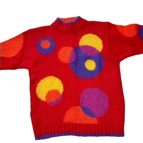 Vintage Mohair Blend Fuzzy Soft Pop Art 80s 90s Women Sweater - Picture 3 of 10